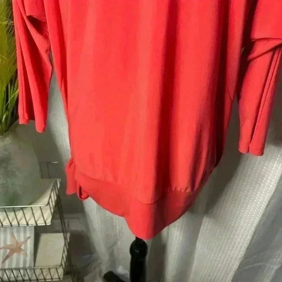 Clara Sun Woo Women’s Small Red Side Tie Tunic Cold Shoulder 3/4 Sleeve Top - Picture 8 of 10
